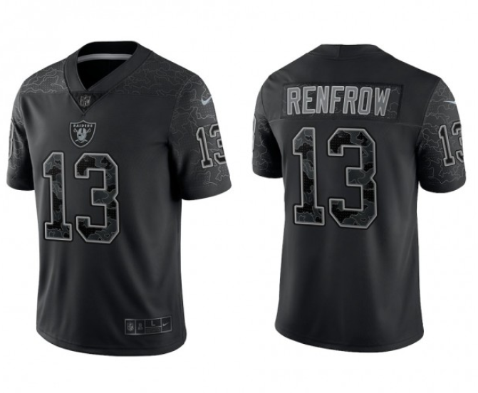 Men's Las Vegas Raiders #13 Hunter Renfrow Black Reflective Limited Stitched Football Jersey Men's Las Vegas Raiders #13 Hunter Renfrow Black Reflective Limited Stitched Football Jersey